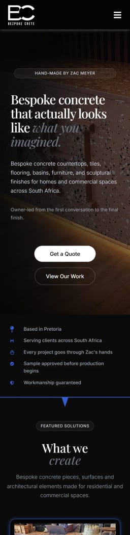 Bezpoke Crete website displayed on a phone