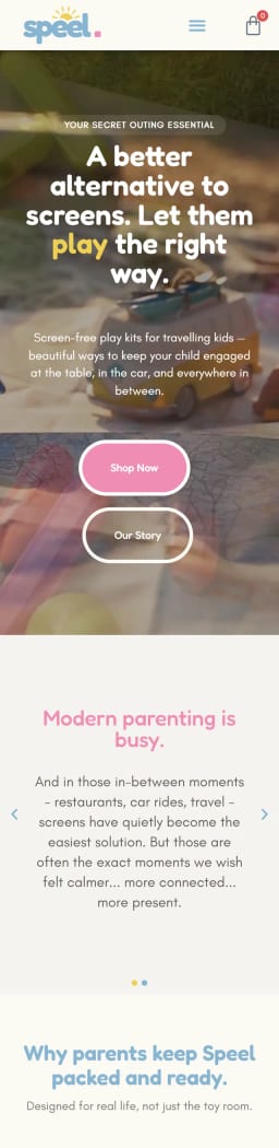 Speel website displayed on a phone